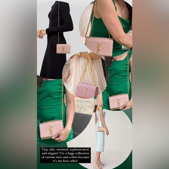 YSL Saint Laurent KATE SMALL Grain de Poudre Shoulder/Crossbody BABY PINK BLUSH - Picture 10 of 16